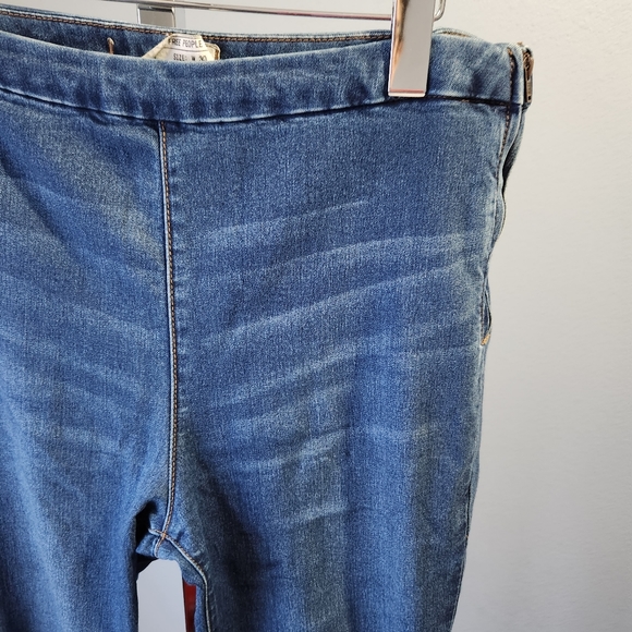 FREE PEOPLE High Rise Jeggings Blue Stretch Denim Skinny Pants Side Zip Women 30 - Picture 3 of 13